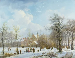 Schlittschuhläufer in einer Winterlandschaft, 1830